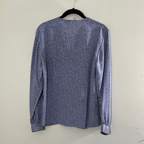 Vintage Top 9 Purple Polka Dot Retro Classic Preppy Coastal Chic Workwear 80s - Picture 11 of 13